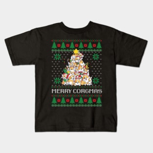 Merry Corgmas Corgi Tree Design Kids T-Shirt